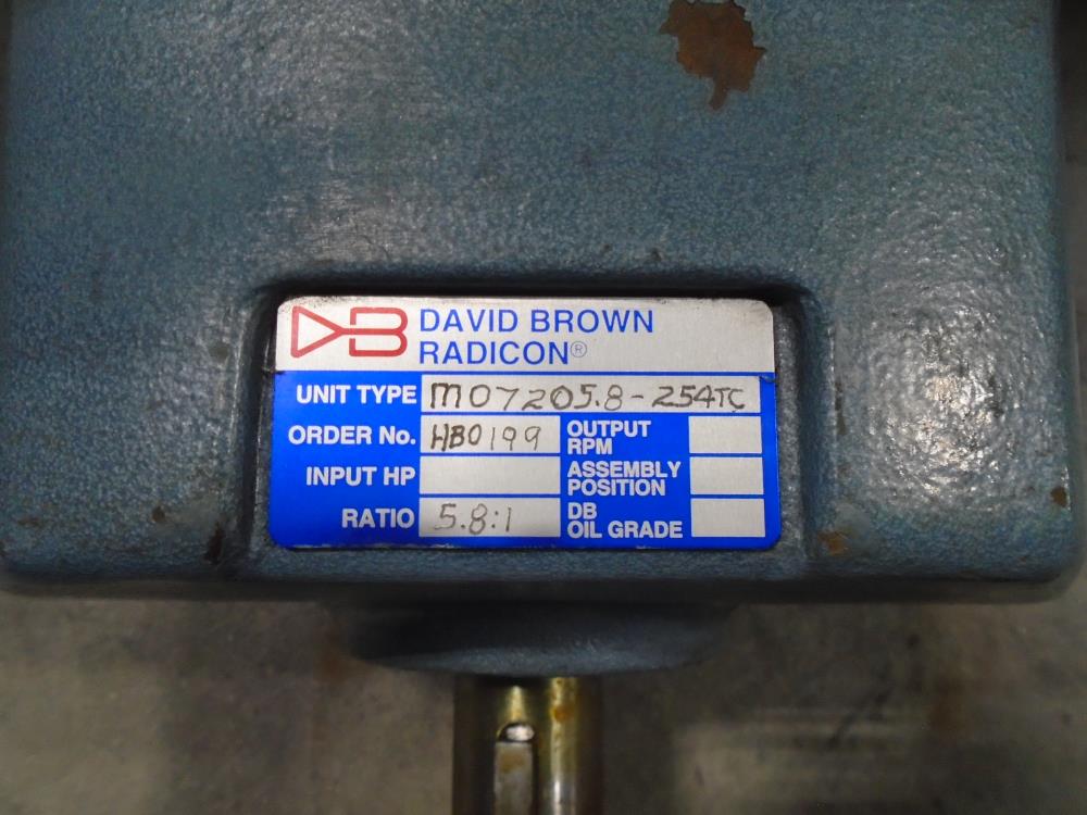 David Brown Radicon Gear Speed Reducer, Ratio 5.8:1,  M07205.8-254TC